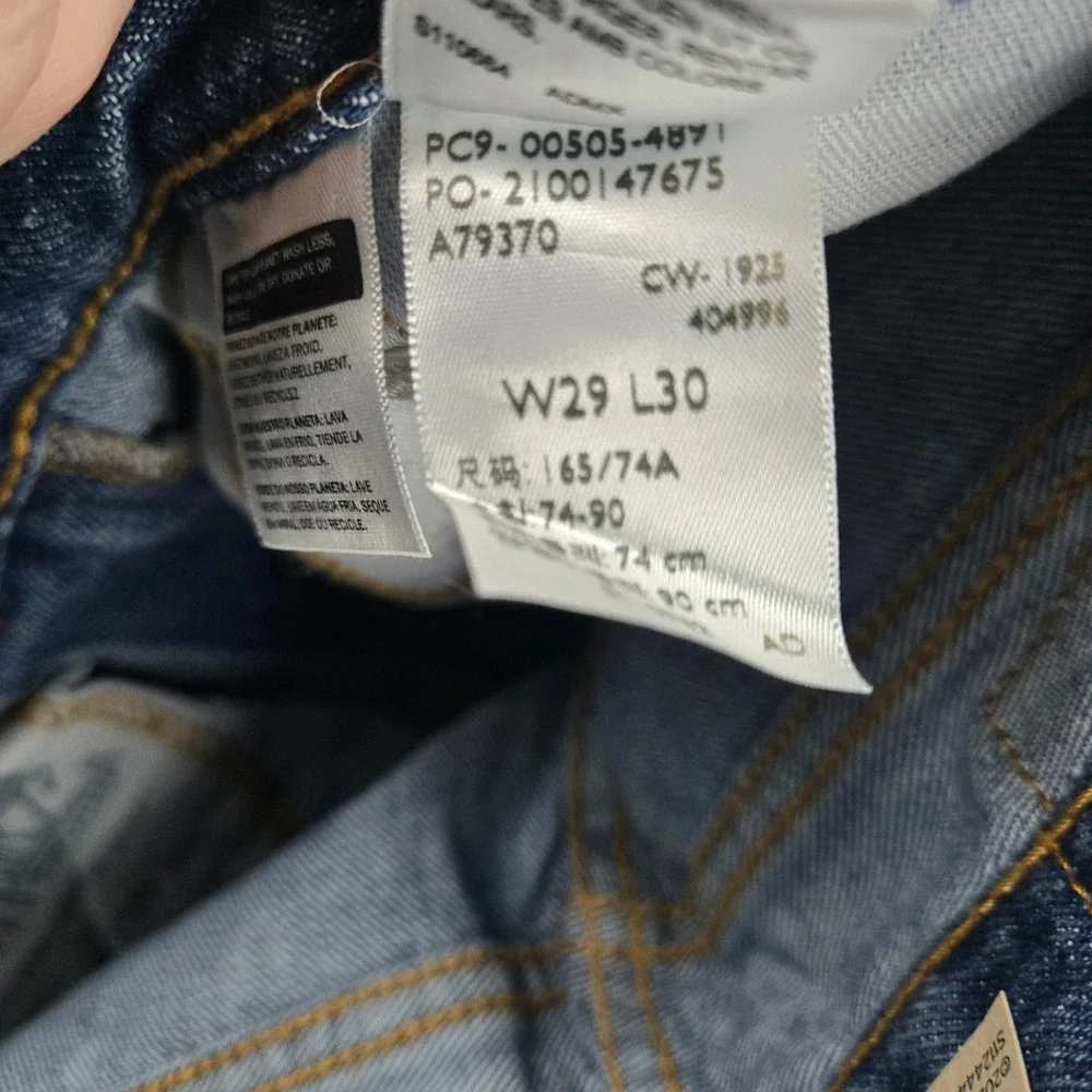 Levi's 505 Jeans Mens 29x30 Black Regular Fit Straight Leg Denim Outdoors NEW